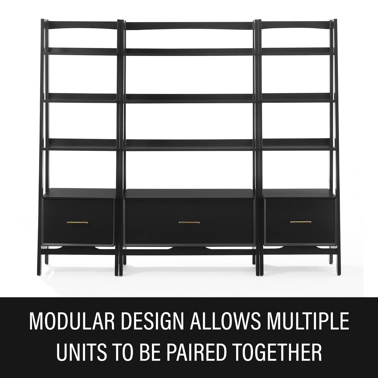 Crosley Furniture Landon Large Etagere Bookcase in Matte Black