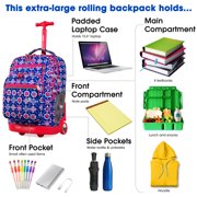 J World Girls and Womens Sundance 20 Rolling Backpack with Laptop Sleeve for School and Travel, Trinket