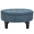 thumbnail image 3 of Partner Furniture 36" Round Faux Leather Tufted Storage Ottoman in Blue, 3 of 8