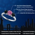 thumbnail image 2 of Gem Stone King 925 Sterling Silver Pink Moissanite and Black Onyx Engagement Ring for Women | 1.75 Cttw | Round 6MM | Gemstone Birthstone | Size 6, 2 of 6