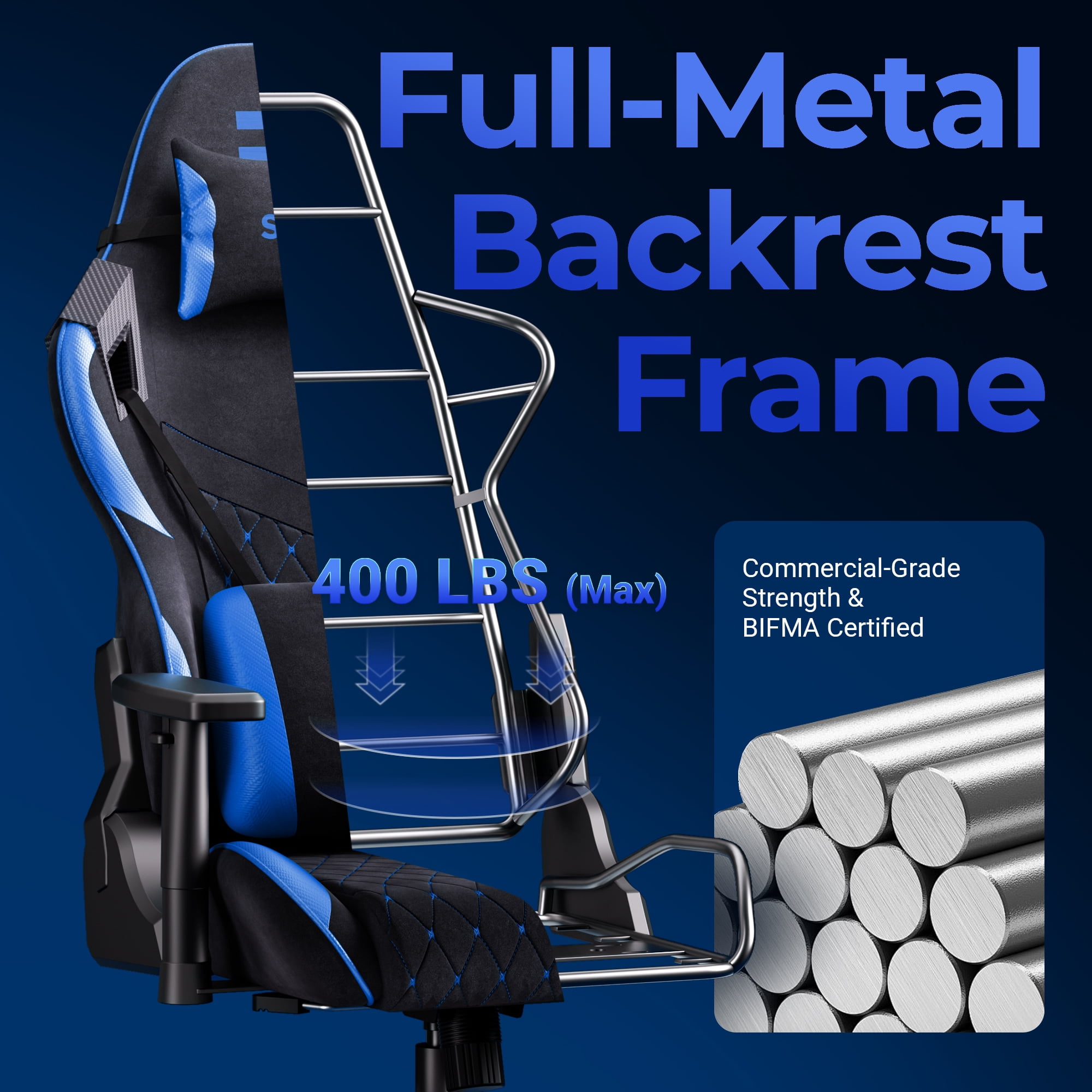 Seenda Big and Tall Gaming Chair 400lbs, High Back Computer Chair with Linked Armrests, Office Video Game Chair for Adults with Lumbar Support, BIFMA Certified
