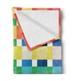 thumbnail image 2 of Checkered Soft Flannel Fleece Blanket, Rainbow Colors Contiguous Big and Small Squares in Watercolor Style Geometrical, Cozy Plush for Indoor and Outdoor Use, 50" x 70", Multicolor, by Ambesonne, 2 of 5