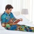 thumbnail image 4 of Wukai Sea World Men's Long-Sleeve Pajama Set - Comfortable Sleepwear with Button-Down Shirt and Pants-Medium, 4 of 6