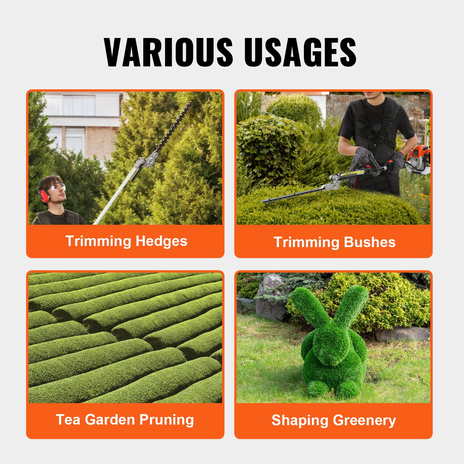 KFFKFF 26cc 2 Cycle Gas Hedge Trimmer, Grass Shear with Double Sided Blade, 270° Adjustable Cutter Head, Weed Eater for Pruning Shrubs, Bushes