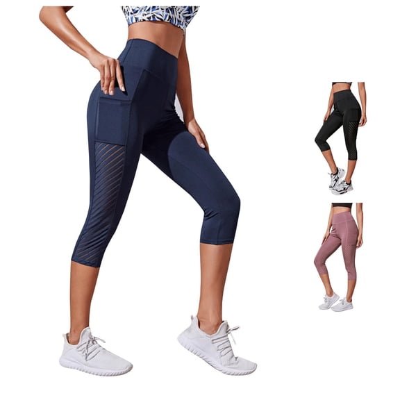 xfsWaSs Capri Leggings for Women High Waist Workout Yoga Pants with Pockets Breathable Workout Leggings Soft Comfy Stretchy Yoga Capris
