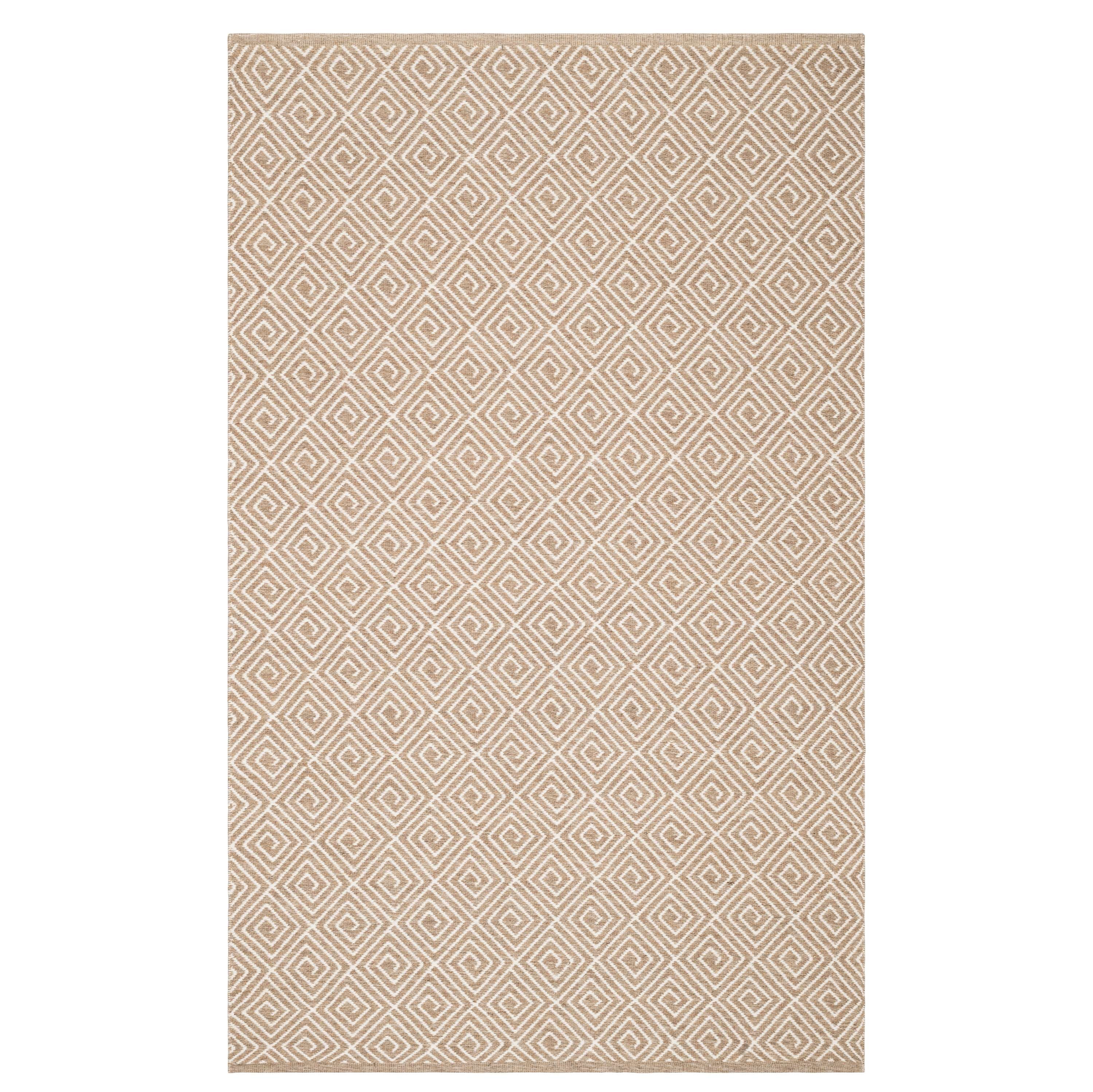 Ivory and Natural Flatwoven Wool and Cotton Rug, 5' x 8'