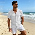 thumbnail image 5 of Sewkxo Men's Linen Shirts Short Sleeve Casual Shirts Button Down Shirt for Men Beach Summer Shirt,White S, 5 of 8