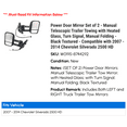 thumbnail image 2 of Power Door Mirror Set of 2 - Manual Telescopic Trailer Towing with Heated Glass, Turn Signal, Manual Folding - Black Textured - Compatible with 2007 - 2014 Chevy Silverado 2500 HD 2008 2011 2013, 2 of 3