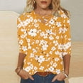 thumbnail image 2 of Oalirro Small Fragmented Flower Criss Cross Women's Fashion Casual V-neck 3/4 Sleeve Shirt, 2 of 5