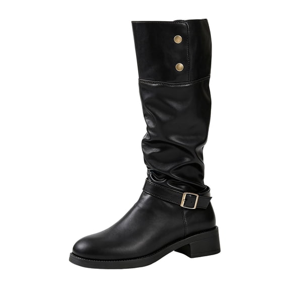 Heel Knee High Riding Boots Solid High Top Footwear Fashionable Autumn Winter Women's