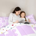 thumbnail image 5 of Homewish Cartoon Purple Flowers 3-Piece Full Size Comforter Sets for Female Men Teens,Retro Vintage Floral Bedding Comforter Set,Geometric Grid Buffalo Lightweight Bedding Sets, 5 of 8