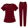 thumbnail image 1 of Ensemble de Protection pour Femmes, Couleur Unie, Manches Courtes, Vin m, 1 of 4
