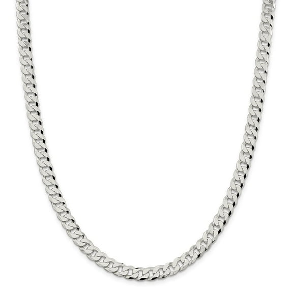 Auriga Fine Jewelry 925 Sterling Silver 7 mm Beveled Curb Chain Necklace for Women 18"