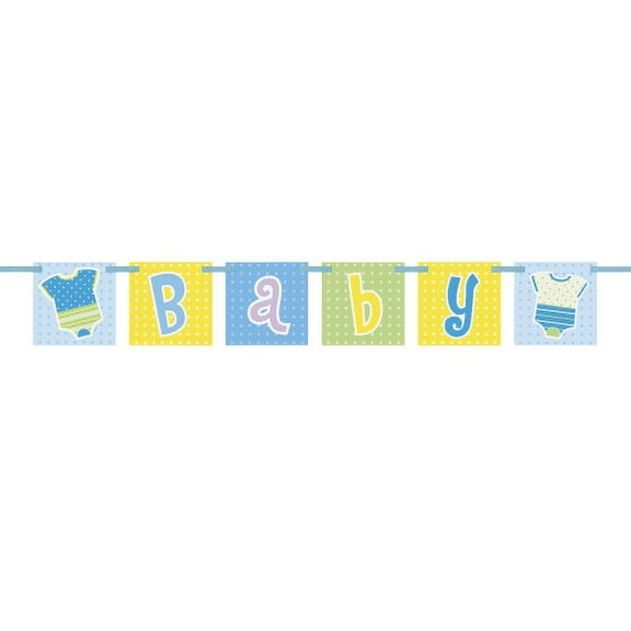 Blue Dots Baby Shower Baby Block Banner