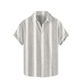 thumbnail image 2 of S-5X Big & Tall Shirts for Men Plus Size Short Sleeve Button-Down Collared T-Shirts Casual Lightweight Stripe Printed Beach Tees Tops, 2 of 5