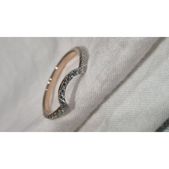 Chevron Diamond Wedding Band: Minimalist Bridal Rose Gold Pleted Ring