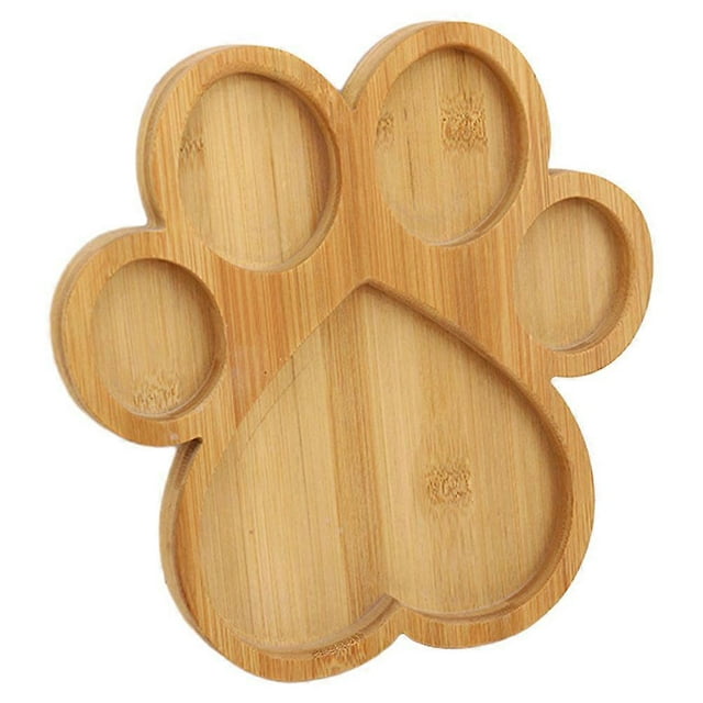 Bamboo Tray for Snack Storage and Serving Cute Cartoon Paw Shaped Design for Home Kitchen Use 12.5 inches