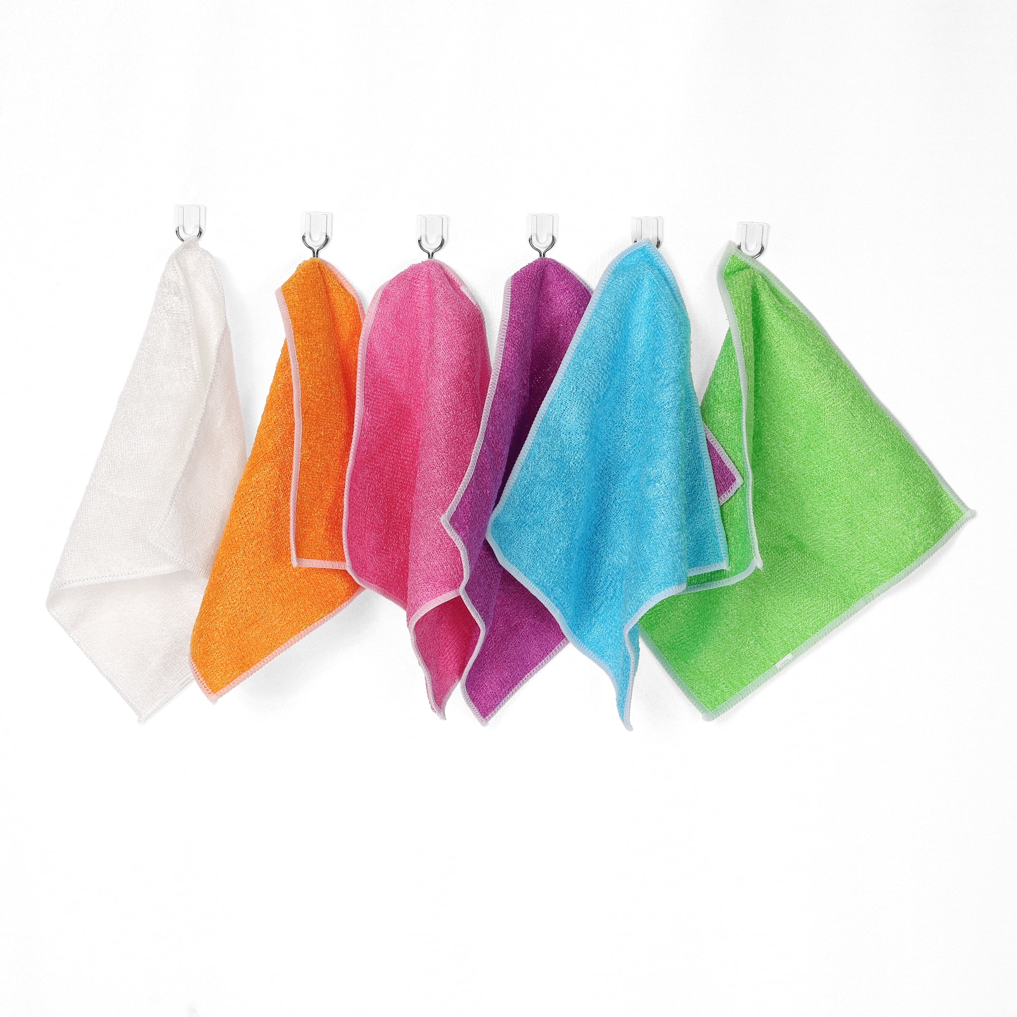 Unique Bargains 12 Pcs Wash Cloths Microfiber Absorbent Kitchen Rags Towel Orange 7"x9"