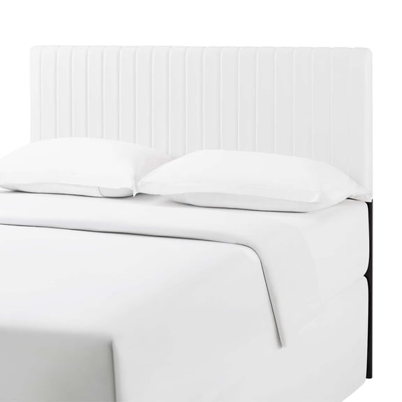 Contemporary Modern Urban Designer Bedroom Headboard, Faux Leather, White