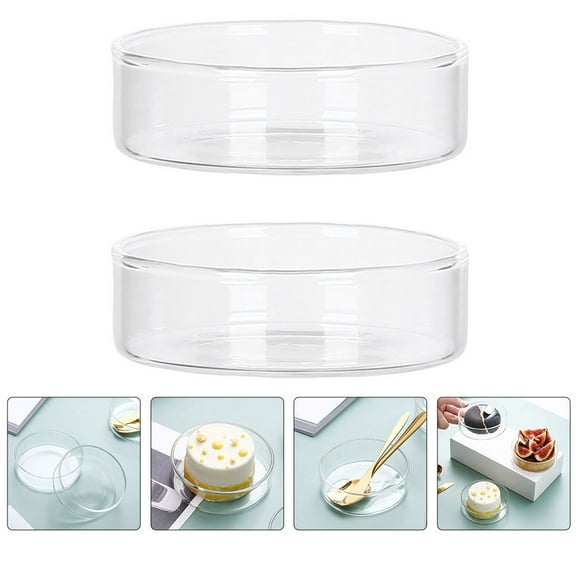 FRCOLOR Transparent Glass Dessert Plates for Home Use Salad Trays with Unique Appearance 2 Pieces