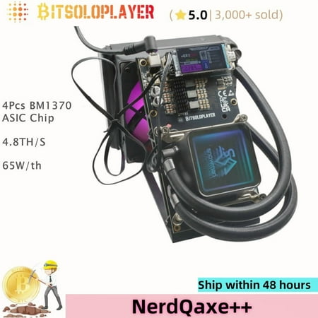 Hydro & Air Dual Cooling 4.8TH/s NerdQaxe++ Bitcoin Lottery Miner with 4Pcs BM1370 ASIC Chip Home Solo Mining BTC Miner Open-source Crypto Lotto Machine