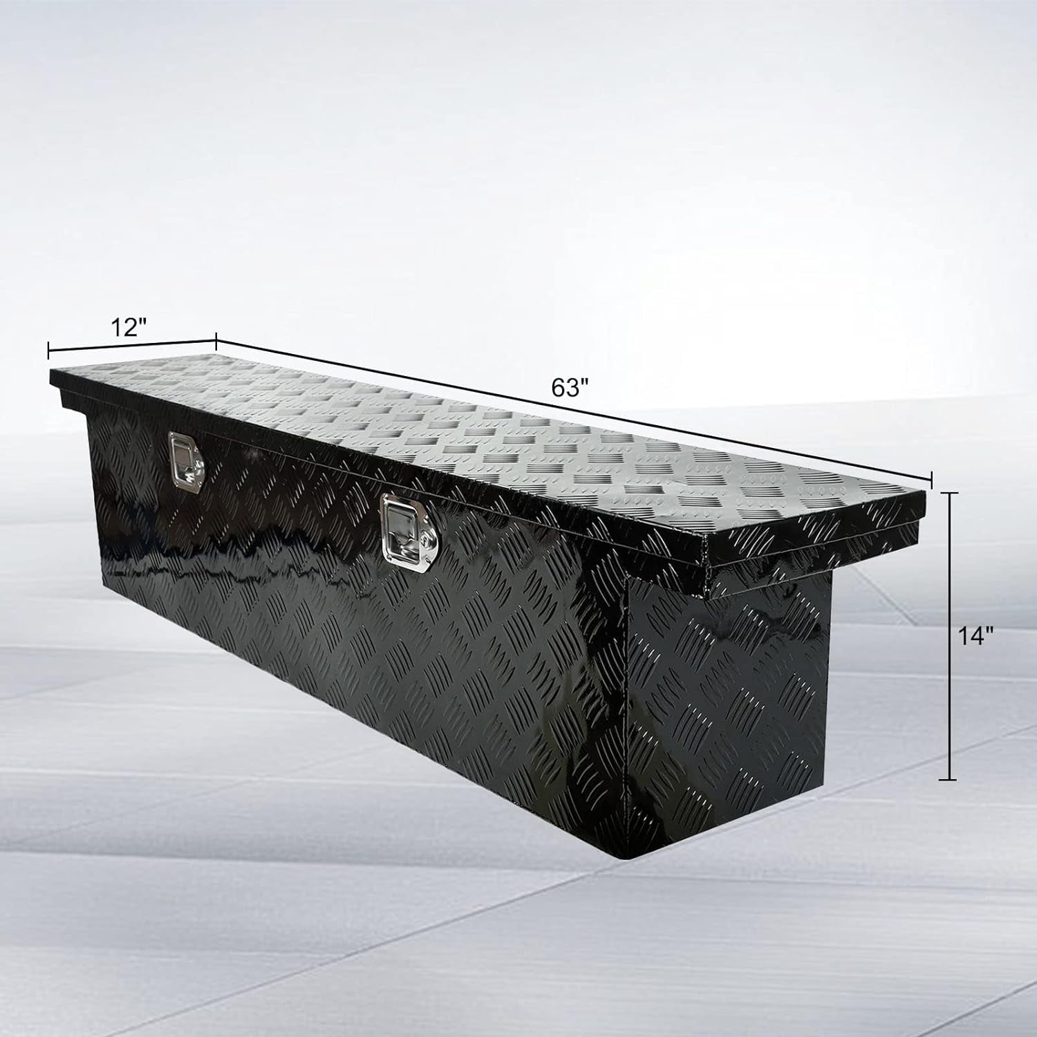 Confote 63"X12"X14" Heavy Duty Pickup Truck Bed 5 Bar Tread Tool Box Trailer Storage Tool Box roam adventure storage box with Lock and Key