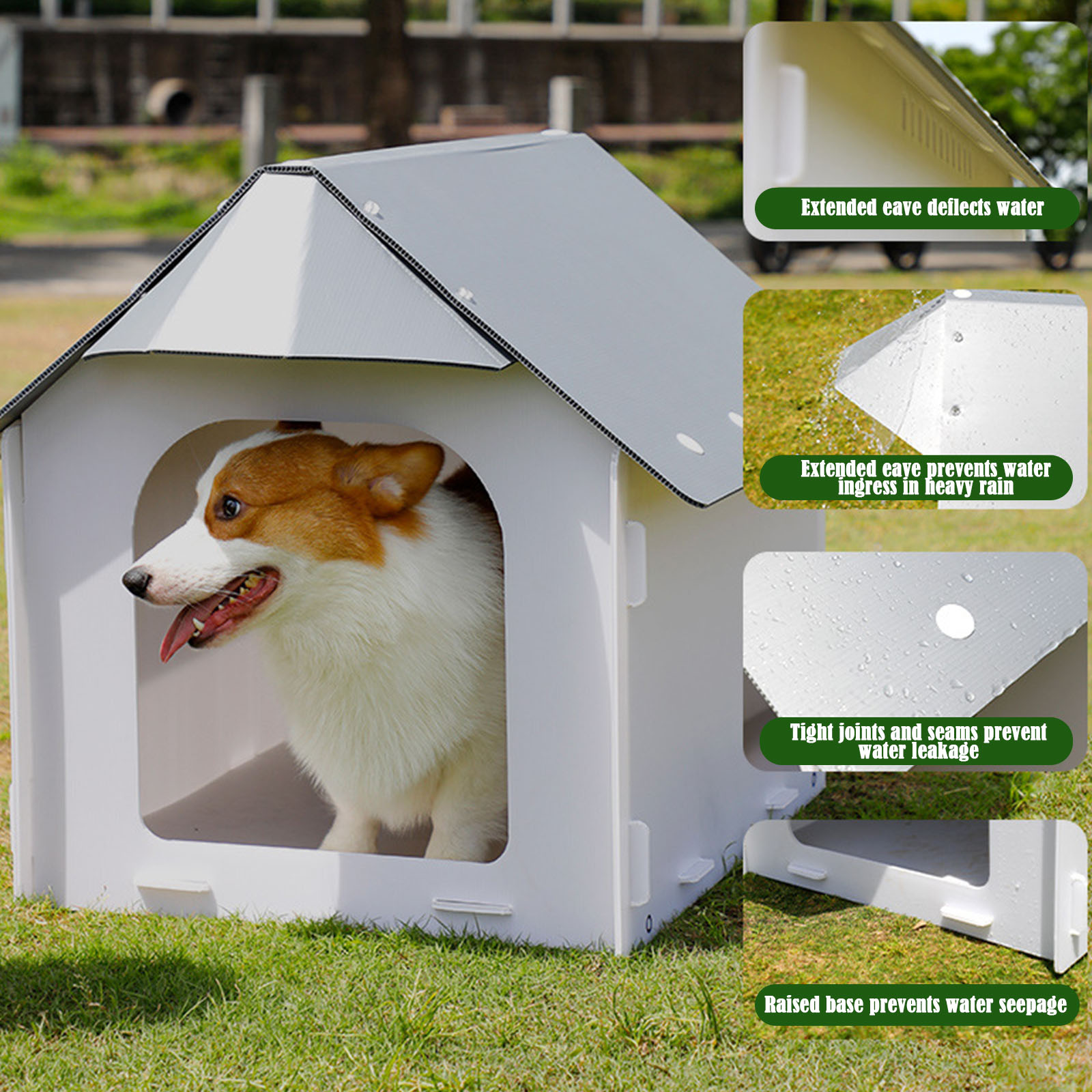 Waterproof Plastic Pet Dog House, Cat House with Elevated Base, Doghouse Puppy Shelter Kennel Indoor Outdoor Ventilate, Easy Clean  Cat Shelter Pet House, Plastic Cat House for Small Cats Dogs