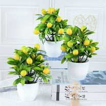 Yesbay Simulation Bonsai ed Creating Vitality Plastic Fake 12 Mesh Lemon Artificial Potted Plant Home Decor for Table Top