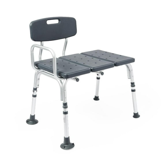 Medline Shower and Bathtub Chair Transfer Bench, Sturdy, 400 lb Weight Capacity, Aluminum, Dark Gray, Microban