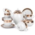 thumbnail image 1 of Tea Party Set for Women Royal Dinner Porcelain Tea Set of 14 for 6 pers. 1 Teapot 1 Sugar Bowl 6 Cups 6 Saucers Wedding Floral Teapot Set for Adults, 1 of 11