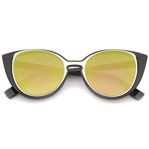 sunglassLA - Women's Open Metal Insert Colored Mirror Lens Cat Eye Sunglasses - 51mm