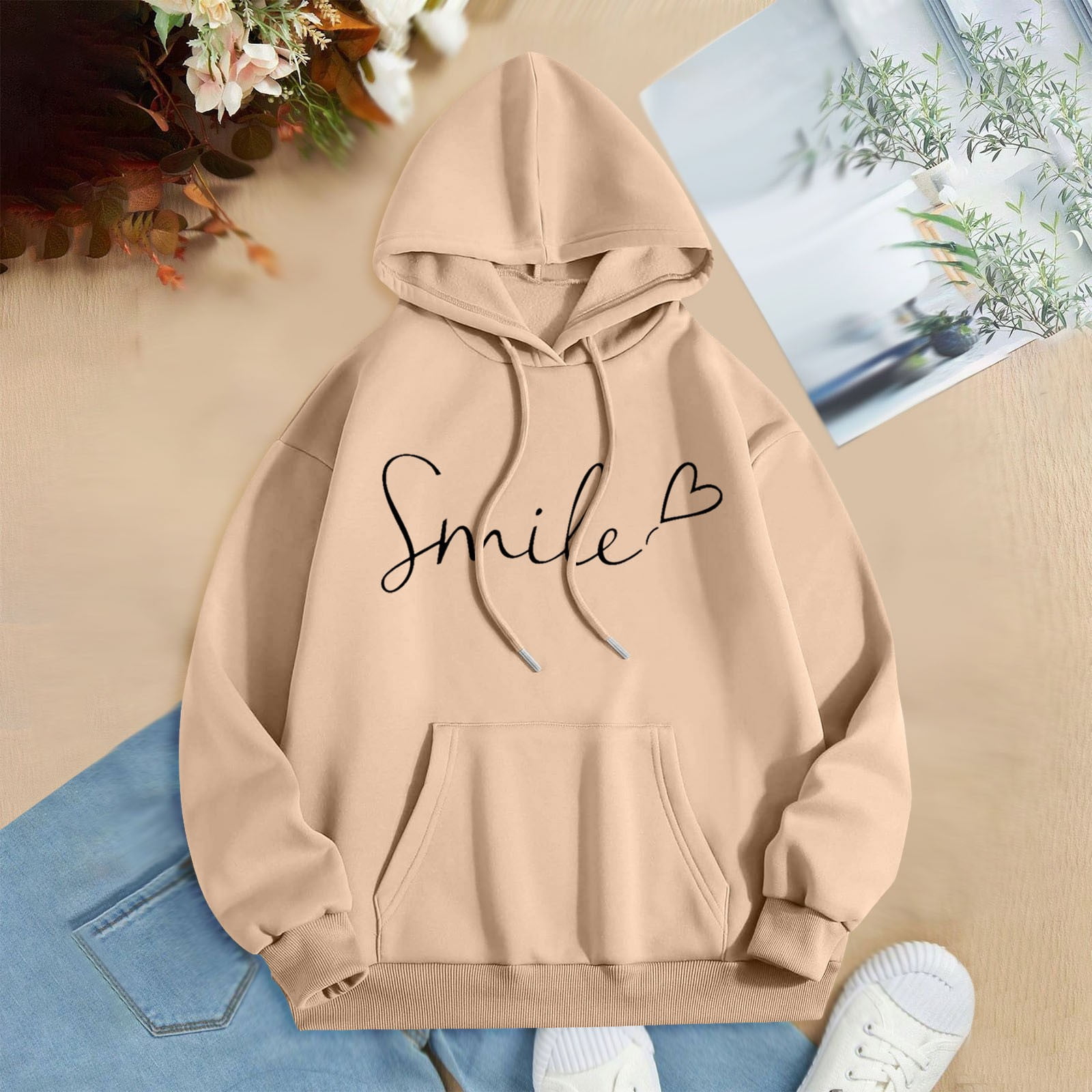 TINZ Women's Letter Print Hoodies Long Sleeved Hoodie With Pockets