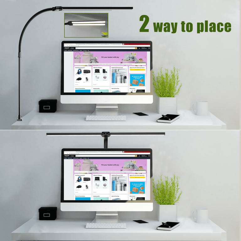 Double Head LED Desk Lamp, Architect Desk Lamps for Home Office, 24W  Brightest Workbench Office Lighting-5 Color Modes and 5 Dimmable Eye  Protection Modern Desk Lamp for Monitor Studio Reading 