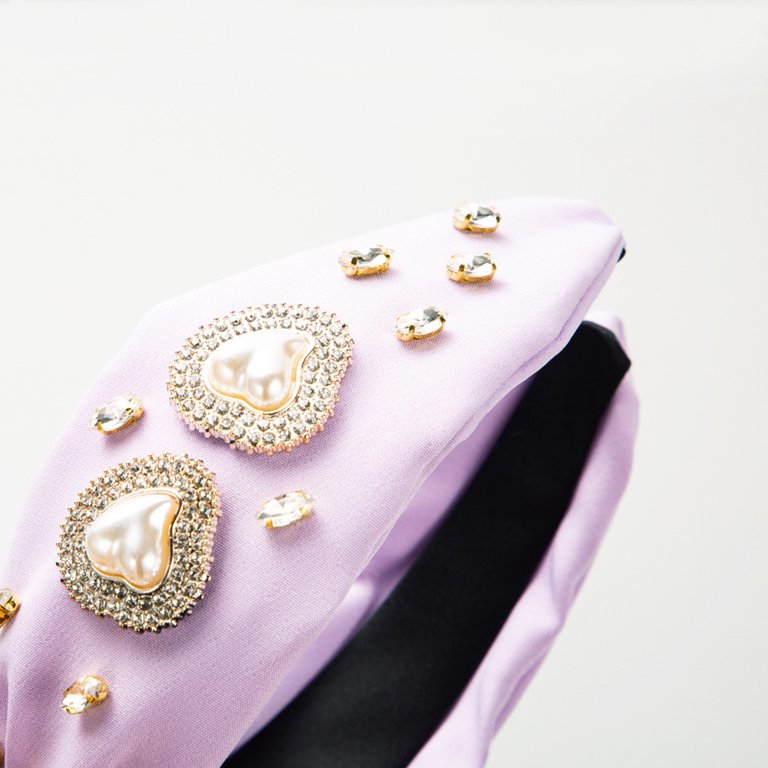 Women Headband Rhinestone Knotted Pearl Jeweled Hairband  display picture 2