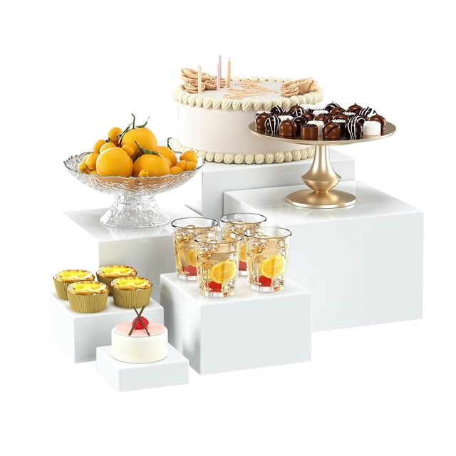 Cajas acrílicas OKBHTS para expositores de buffet, 6 unidades, blancas