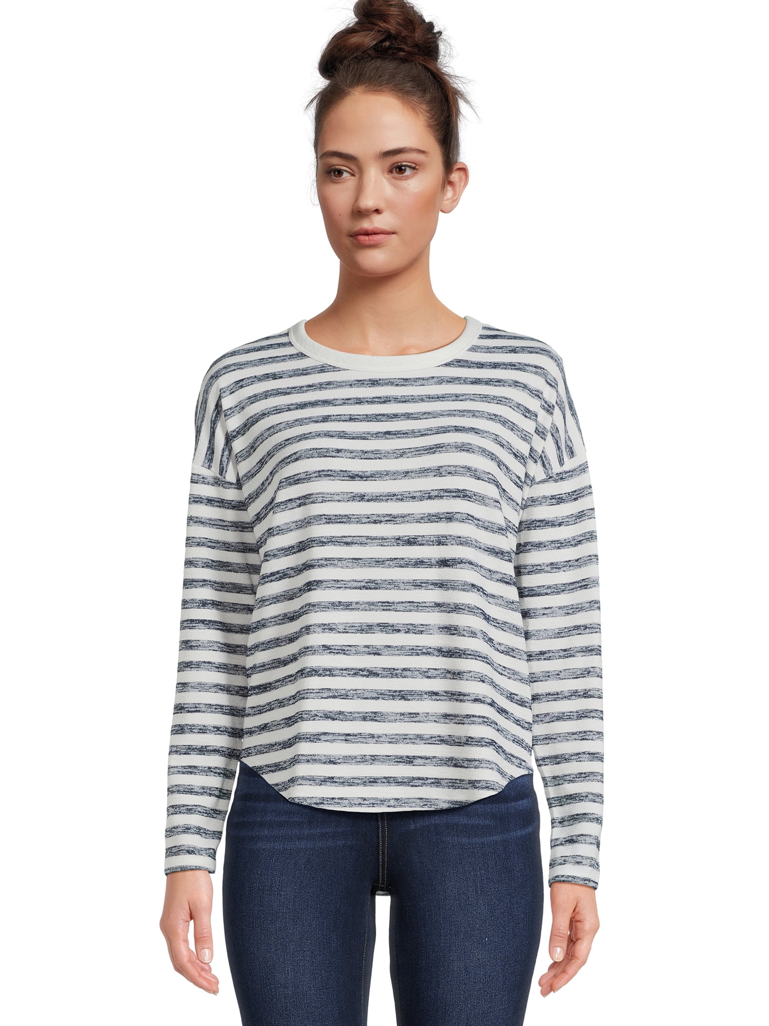 Time and Tru Women's Long Sleeve Hacci Top (2 Pack)