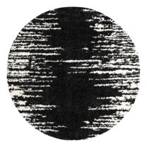 Unique Loom Serenity Shag Collection Area Rug - Vigie (7' Round Black and White)