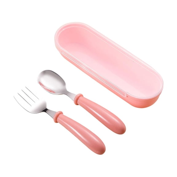 OAVQHLG3B Cute Stainless Steel Spoon Fork Set, Portable Tableware with Storage Box, Durable Kitchen Gadgets for Home, Restaurants & Food Trucks