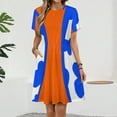 thumbnail image 2 of Blue And Orange Dress Fashion Beach Short Sleeve Dresses Female Party Printed Sundress, 2 of 7