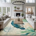 thumbnail image 4 of Vintage Ocean Washable Living Room Rugs 5'x8', Sea Turtle Starfish Seagrass Compass Nautical Low Pile Throw Large Area Rug Non-Slip Sturdy Edge Binding Carpet for Living Room Kitchen Office, 4 of 9