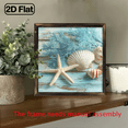 thumbnail image 5 of 1pc Vintage Coastal Framed Wall Art - Starfish Seashell Watercolor Painting in Turquoise Blue Beige - Rustic Wood Hanging Plaque for Bathroom, Farmhouse, Beach House Decor.8*8in, 5 of 9