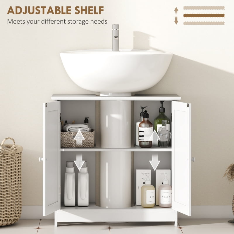 Alvantor Under Sink Bathroom Storage Cabinet with 2 Doors & Adjustable Shelf 23.5"x11.8"x23.5" White