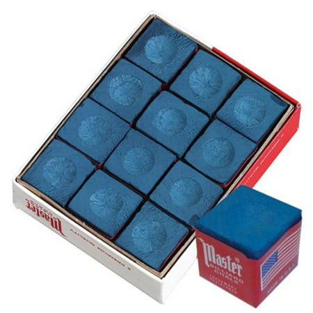Master BLUE Pool Billiard Cue Q Stick Chalk Doz. Box 12-Pack 1 Dozen 12