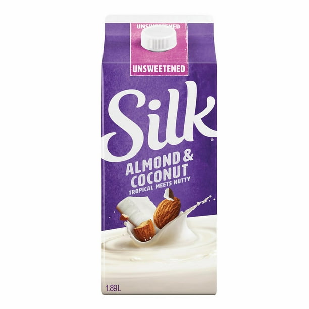 Boisson Mélange d'amandes et de noix de coco Silk, non sucrée, sans produits laitiers 1.89L Boisson à la noix de coco au lait