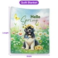 thumbnail image 5 of Newfoundland Hello Spring Time Flower Floral Nature Quilt Blanket Newfie Dog Lover Gifts Cozy Comforter Throw Blanket - 02031, 5 of 5