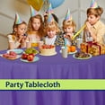 thumbnail image 5 of Purple Disposable Plastic Tablecloth for Round Tables (12 Pack) 84 inches Table Cloths for Parties, Events & Weddings, Indoors & Outdoors, Plastic Table Cover, 5 of 6