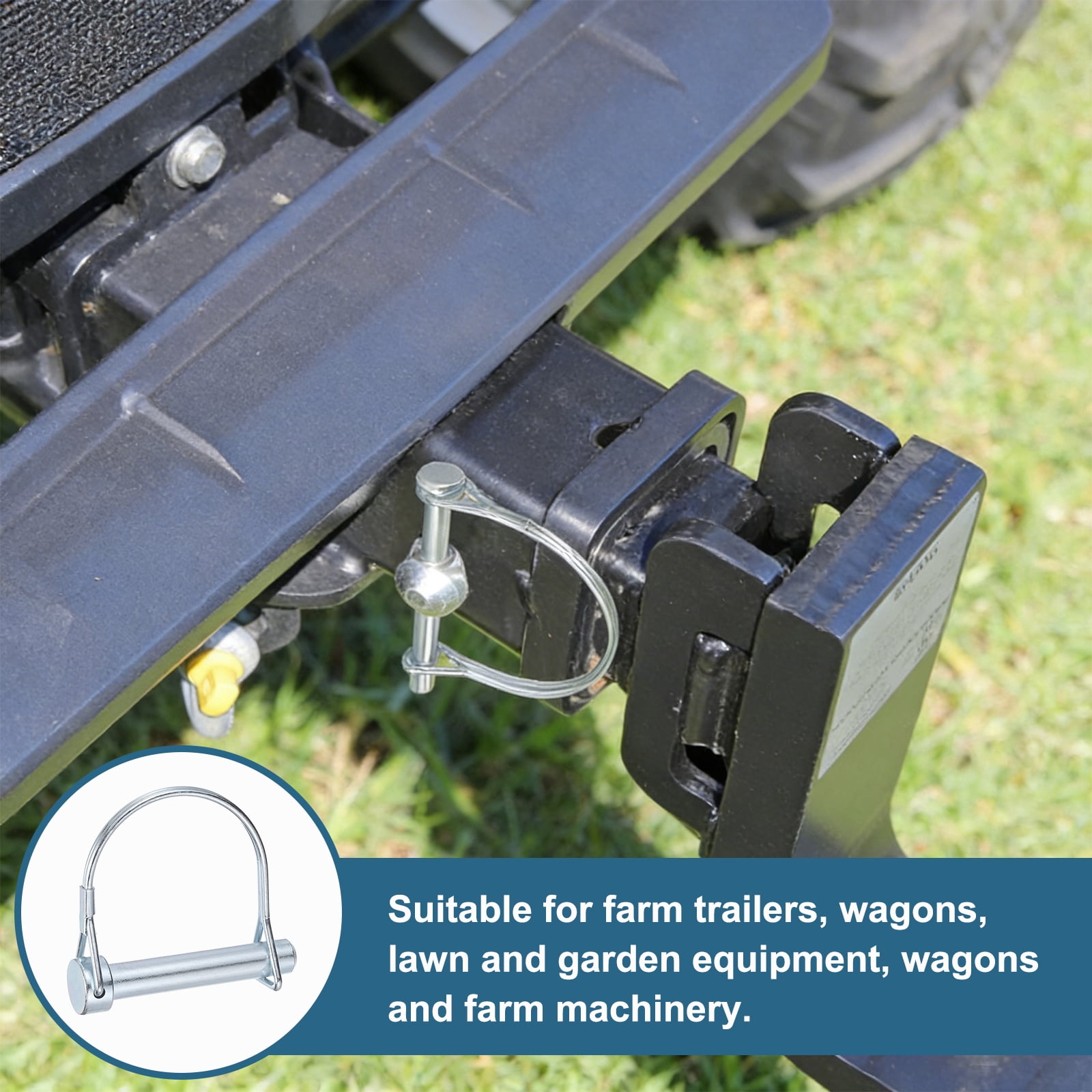 Uxcell 6pcs Trailer Coupler Pin (3/8" x 2-3/16" M10) - Wire Lock Pin Safety Shaft Locking Hitch PTO Pins, for Farm Trailers Towing Lawn Hitches Garden Tractor Kayak Boat