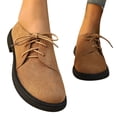 thumbnail image 5 of XIMIN Women's Lace-Up Suede Classic Solid Color Closed Toe Low-Heeled Business Chunky Oxford Shoes Retro Pointed Toe Comfort Lined Non-Slip Dress Derby Shoes, 5 of 8