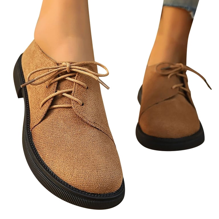 Brown Oxford Suede Shoes with Lace-Up Closure Classic Oxford laces up shoes in suede leather with ties  main image 3