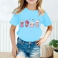 thumbnail image 2 of Curuila Kid Girls Tops Cartoon Print Crew Neck Short Sleeve Tee Summer Casual Loose T Shirt Blue Size 2-4 Years, 2 of 5